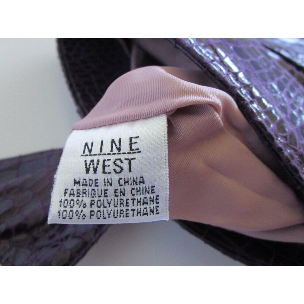 Nine West Clutch Purse -Purple Faux Snakeskin Leather with Bow -New without tags - Picture 10 of 16